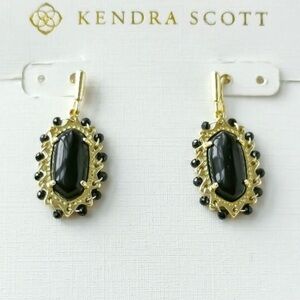 NEW Kendra Scott Beaded Lee Black Obsidian Drop Earrings